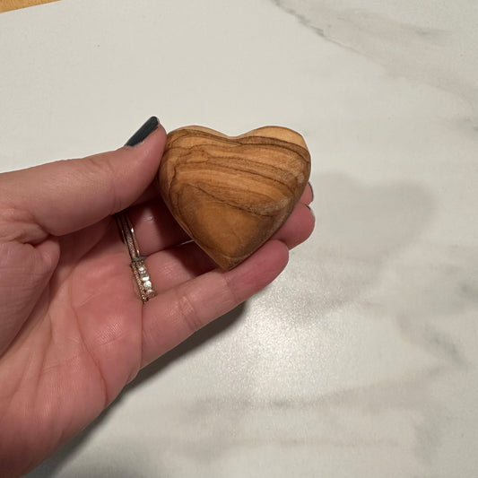 Olive Wood Puffy Heart