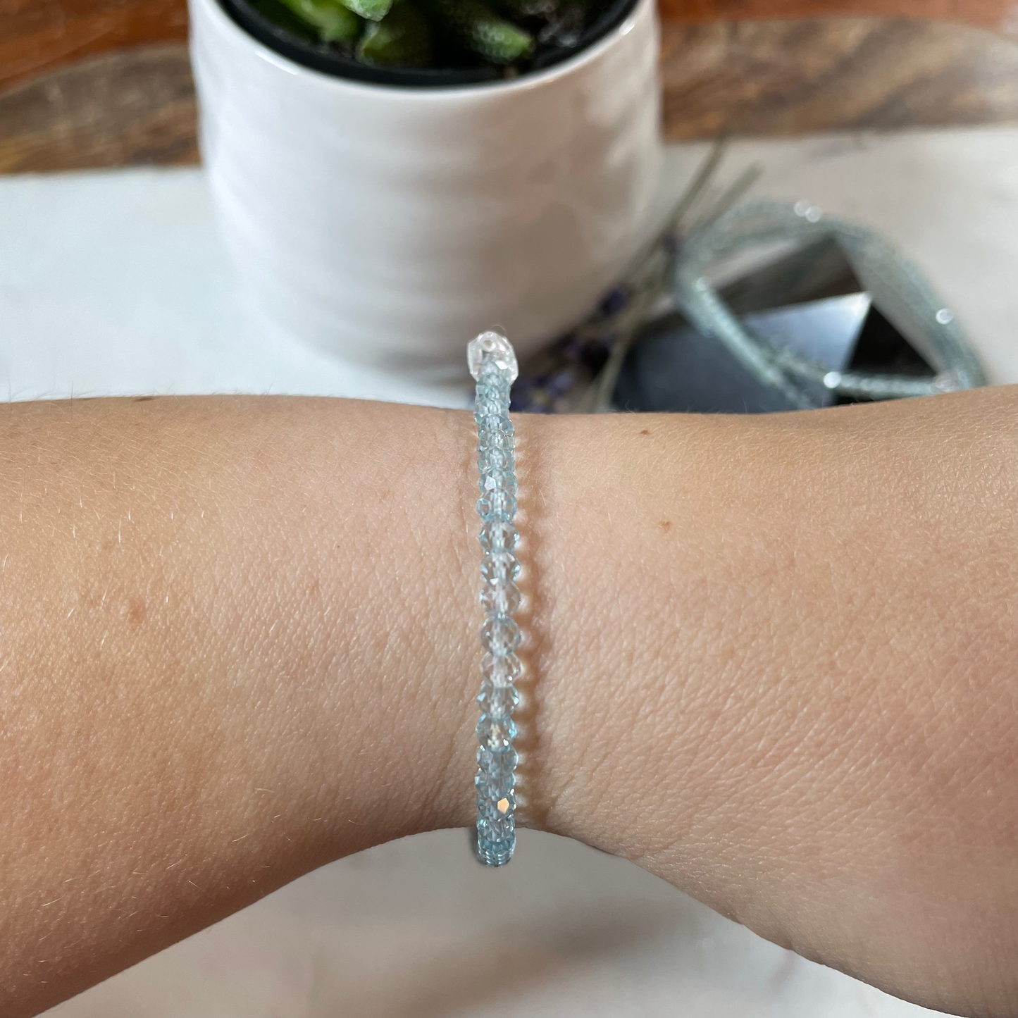 Aquamarine with Herkimer "Diamond" Bracelet