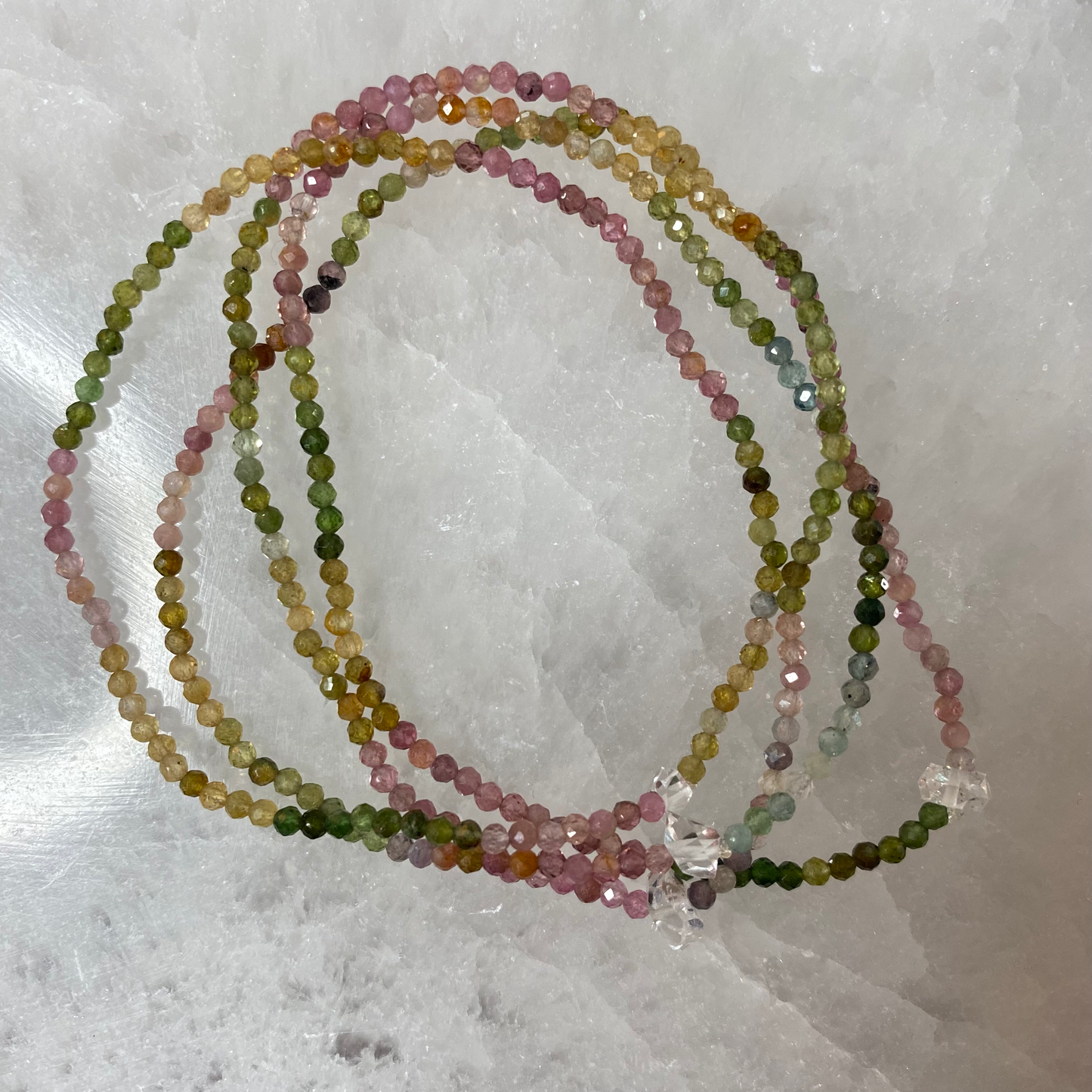 Multi-Colored Tourmaline & Herkimer Diamond Bracelet