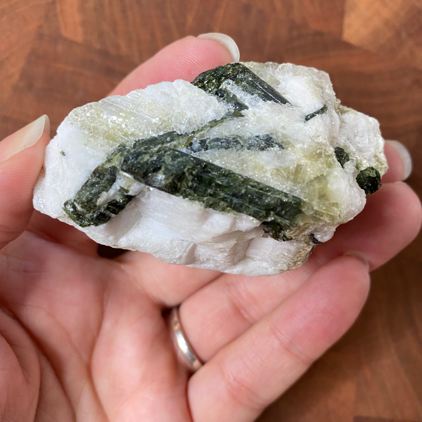 Green Tourmaline in White Quartz small chunk #68