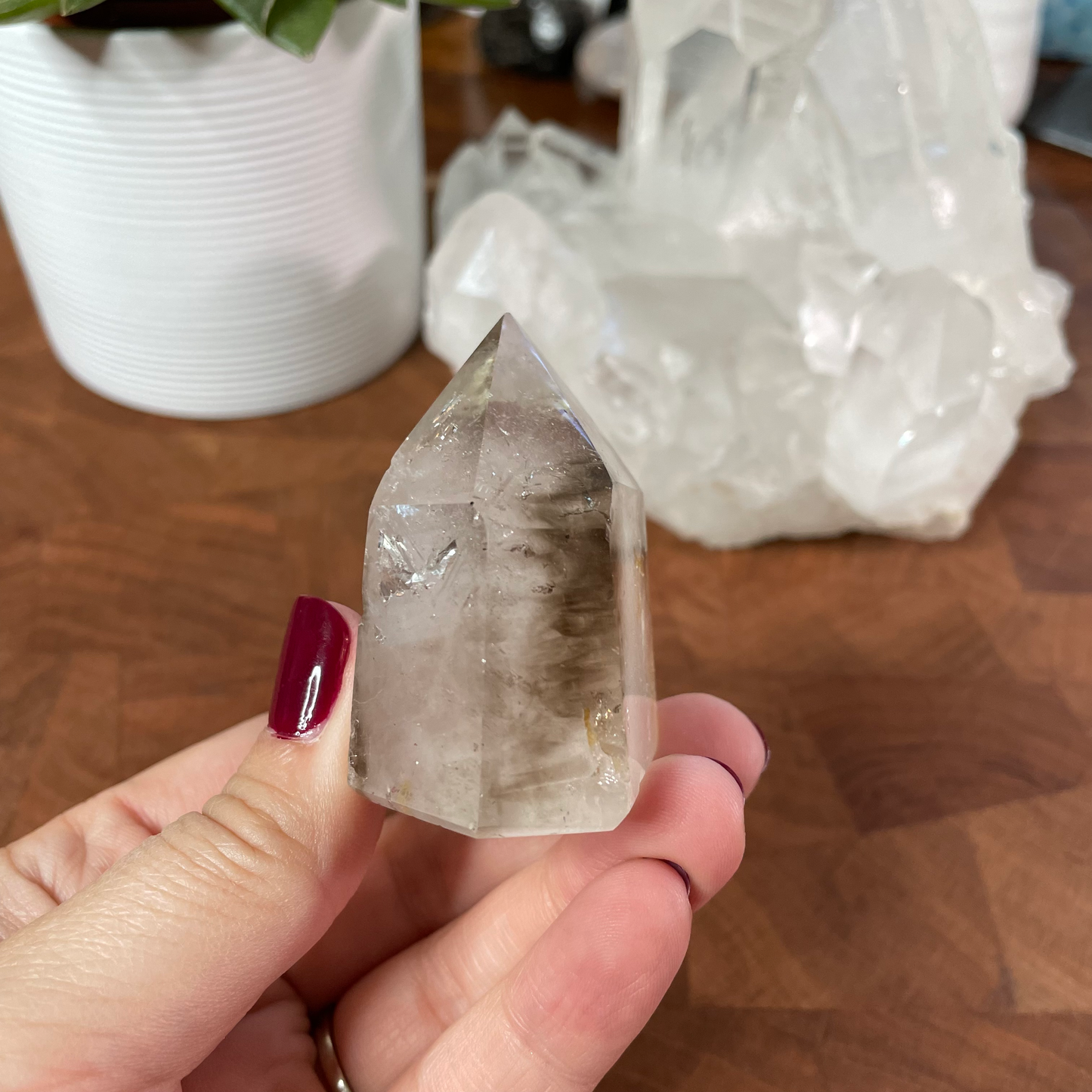 Clear Quartz Tower with Smoky Inclusions #96
